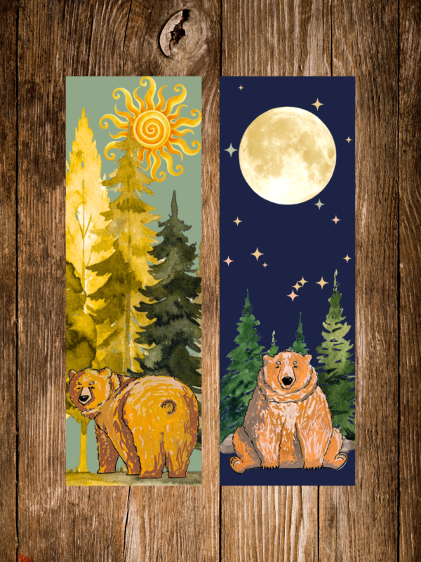Fat Bear Sun & Moon Bookmark Duo